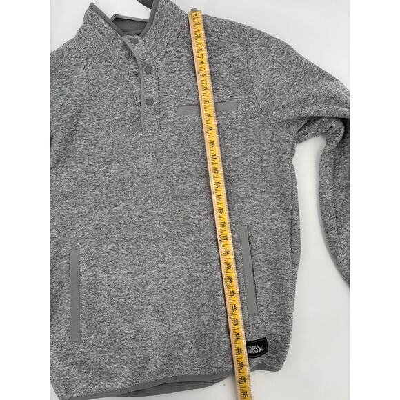 Eddie Bauer Pullover Sweater Mens Small Gray Snap Buttons Front Pocket Logo Knit - Picture 15 of 16